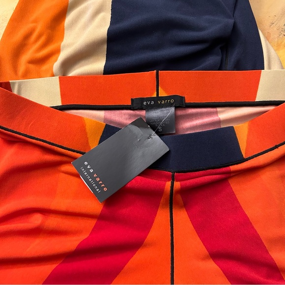 Eva Varro Knit Jersey Abstract Print Elastic Waist Wide Leg Pull-On Pants - Picture 8 of 14